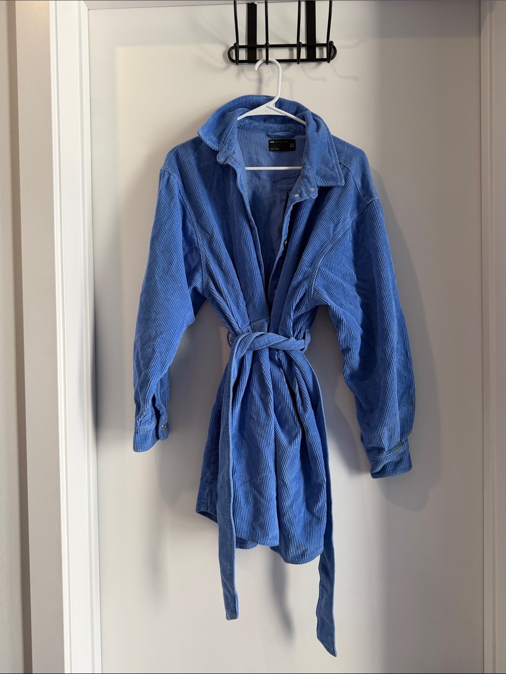 So freaking cuteeee - Corduroy Belted Shirt Jacket dress- Blue